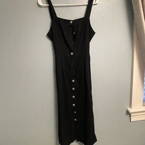 Rails Black Midi Dress with Button Detail